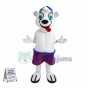 Topless Playing White Bear Mascot Costume