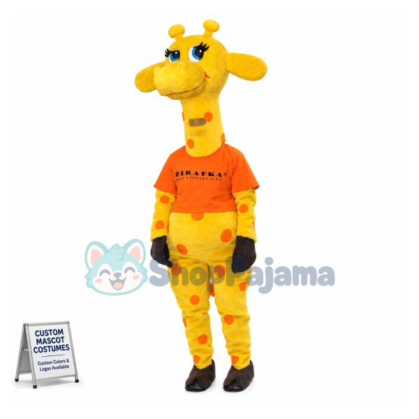 Yellow Spotted Giraffe In Wild Park Mascot Costume