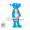 Blue Moose With Vertical Barrel Body Mascot Costume