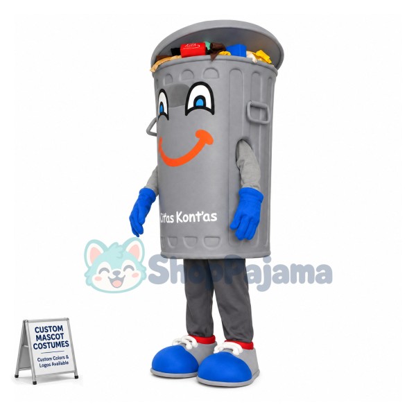 Full Tin Trash Bin Mascot Costume