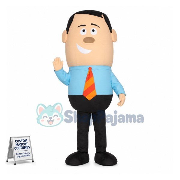 Approachable Big Head Manager Mascot Costume
