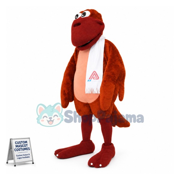 Stationary Red-brown Pterodactyl Mascot Costume