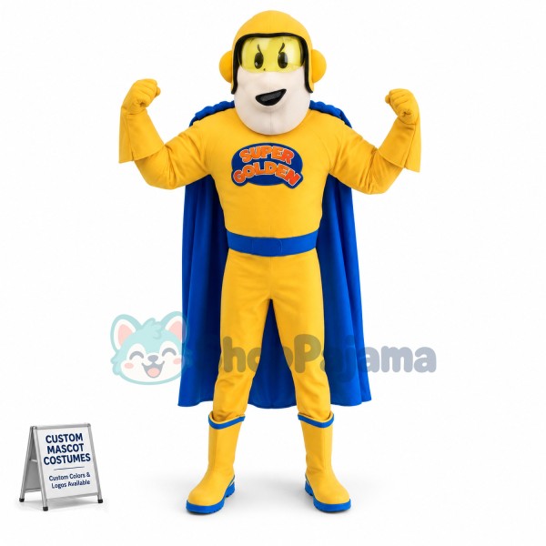 Yellow Superman of Design Studio Mascot Costume