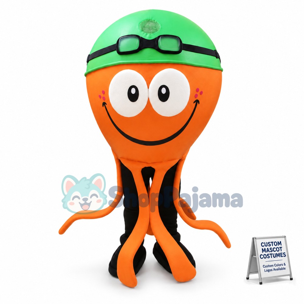 Swimming Octopus Wearing Cap Mascot Costume