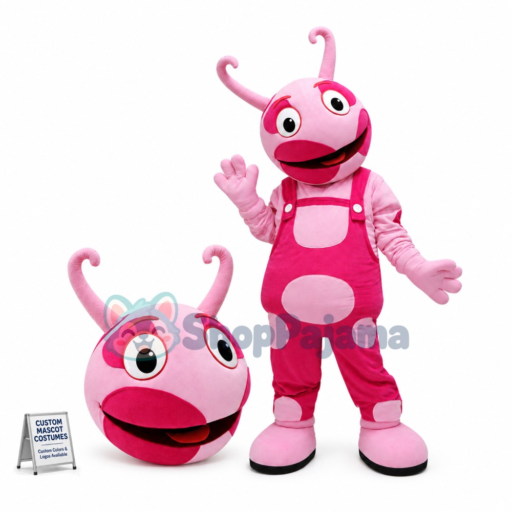 Giant Pink Snail With Suspenders Mascot Costume
