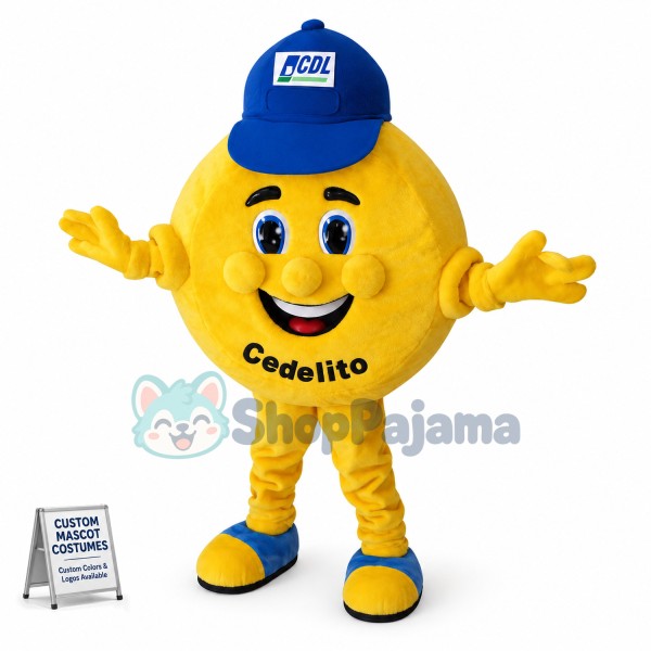 Yellow Plush Round Pie Shaped Doll Mascot Costume