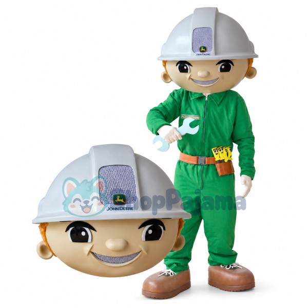 Agricultural Machinery Operator Holding Wrench Mascot Costume
