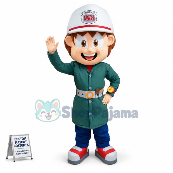 Female Rescue Worker In Military Coat Mascot Costume