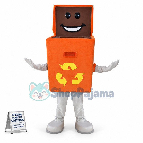 Recyclable Orange Trash Can Mascot Costume