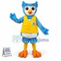 Blue Owl Wearing Work Vest Mascot Costume