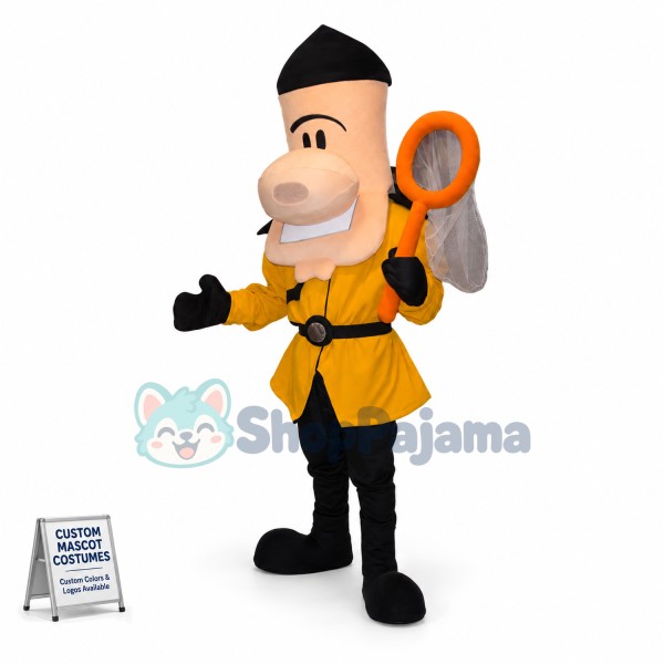 Big Nose Doll Holding Fishing Net Mascot Costume