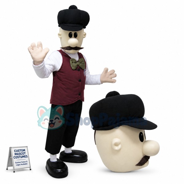 Bearded Pub Waiter Mascot Costume