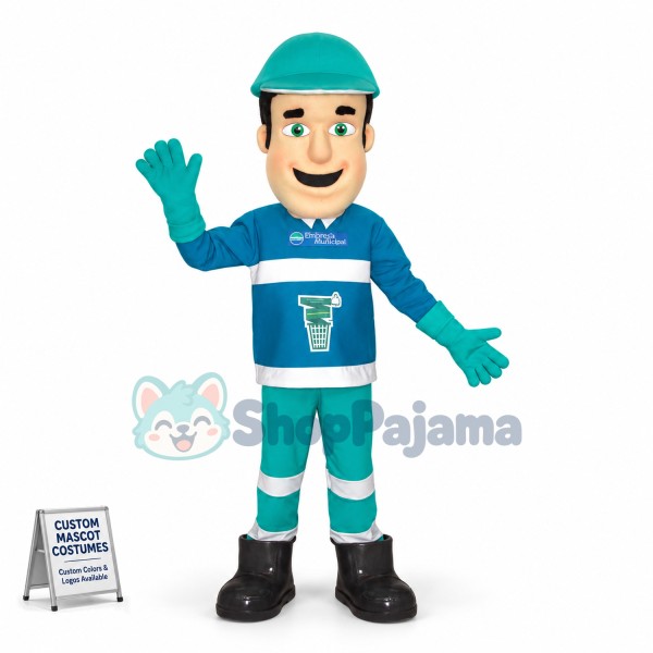 Friendly Professional Dredge Worker Mascot Costume