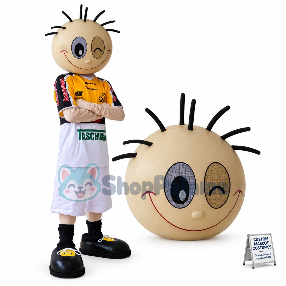 Winking Athlete Doll With Thinning Hair Mascot Costume
