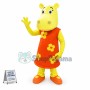Beautiful Yellow Hippo Wearing Flower Dress Mascot Costume