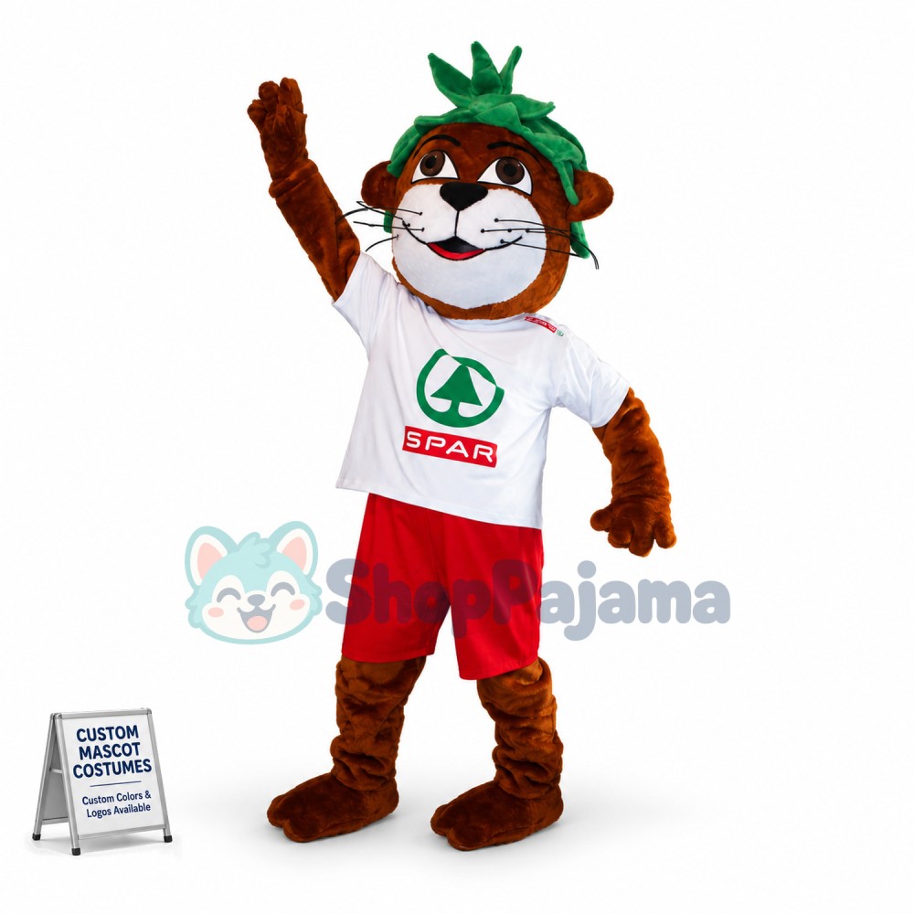 The Tiger With Leaves On Head Mascot Costume