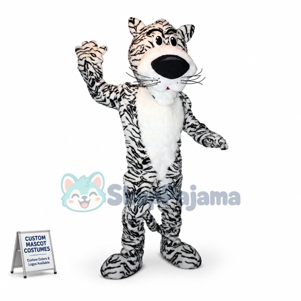Big-nosed Adult White Tiger Mascot Costume