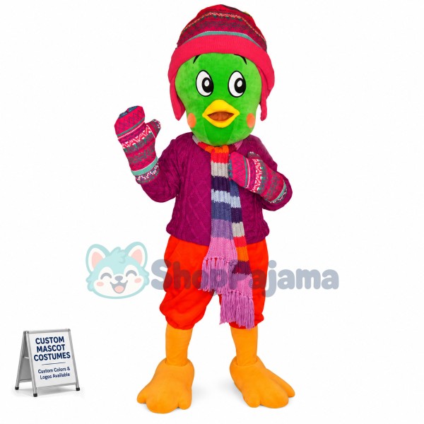 Warm Winter Green Bird Mascot Costume