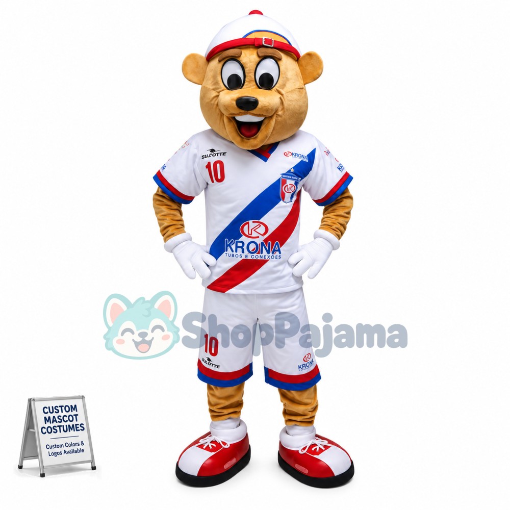 Baseball Catcher Brown Bear Mascot Costume