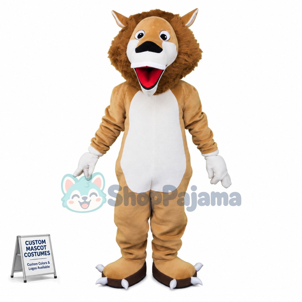 Surprised Lion With Open Mouth Mascot Costume