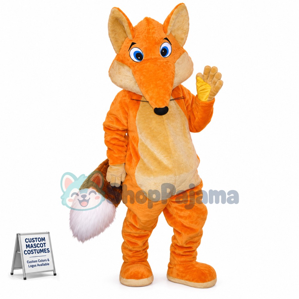 Adult Orange Fox With Furry Tail Mascot Costume