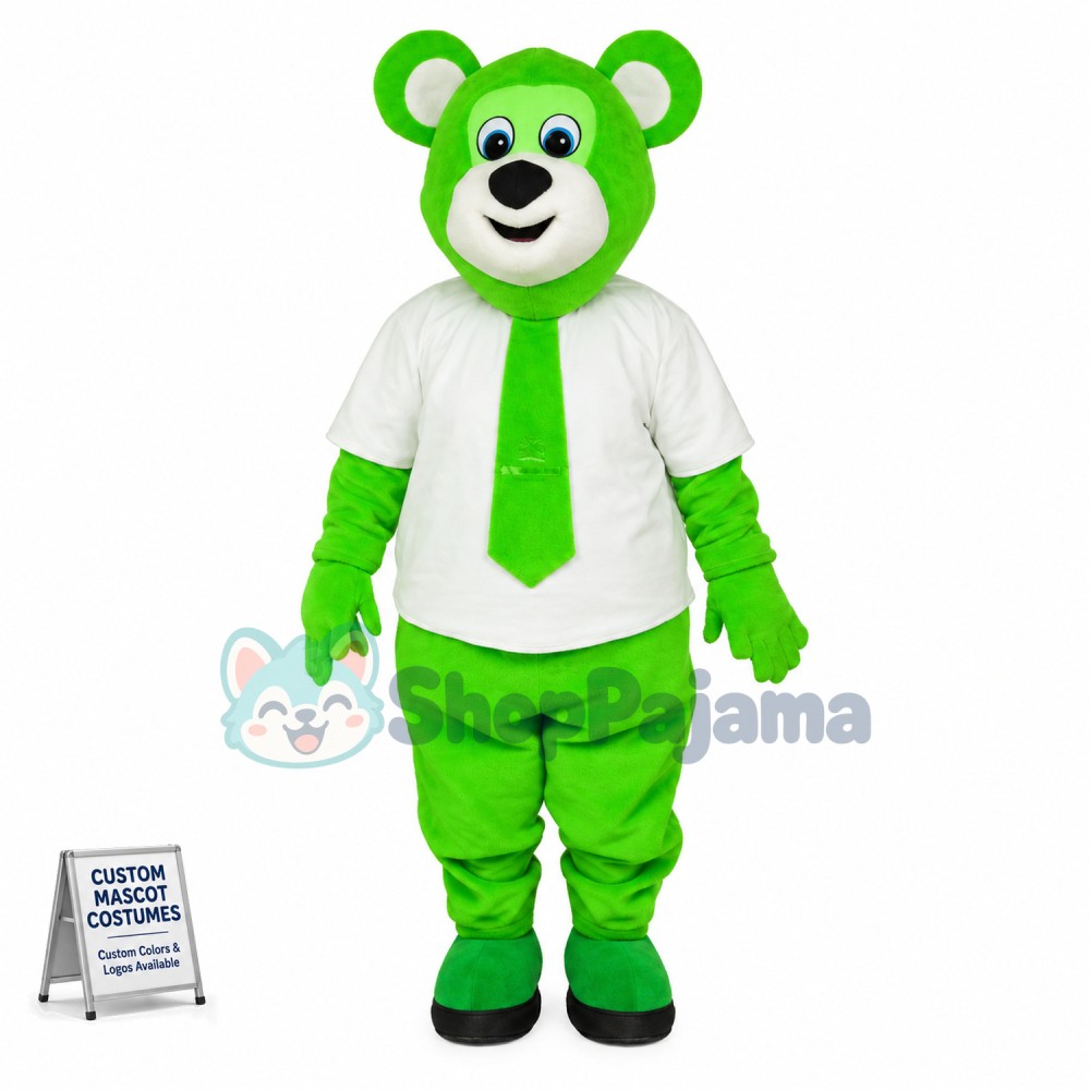 The Over All Green Bear Mascot Costume Outfit