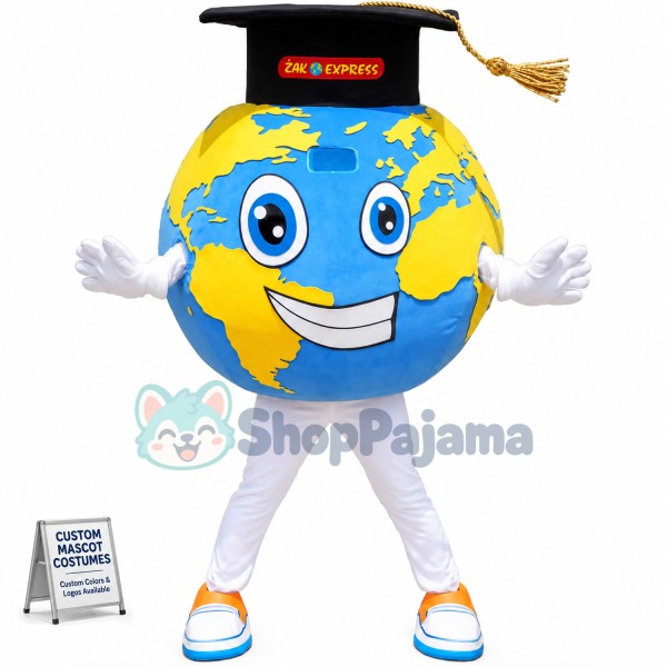 Cartoon Earth Model In Doctor Hat Mascot Costume