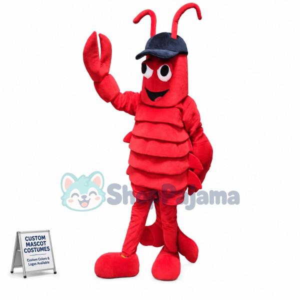 Stacked Lobster Wearing Baseball Cap Mascot Costume