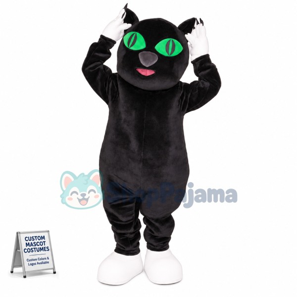 Upset Green-eyed Cat Mascot Costume