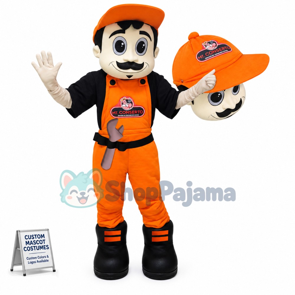 Bearded Repairman With Satisfied Service Mascot Costume