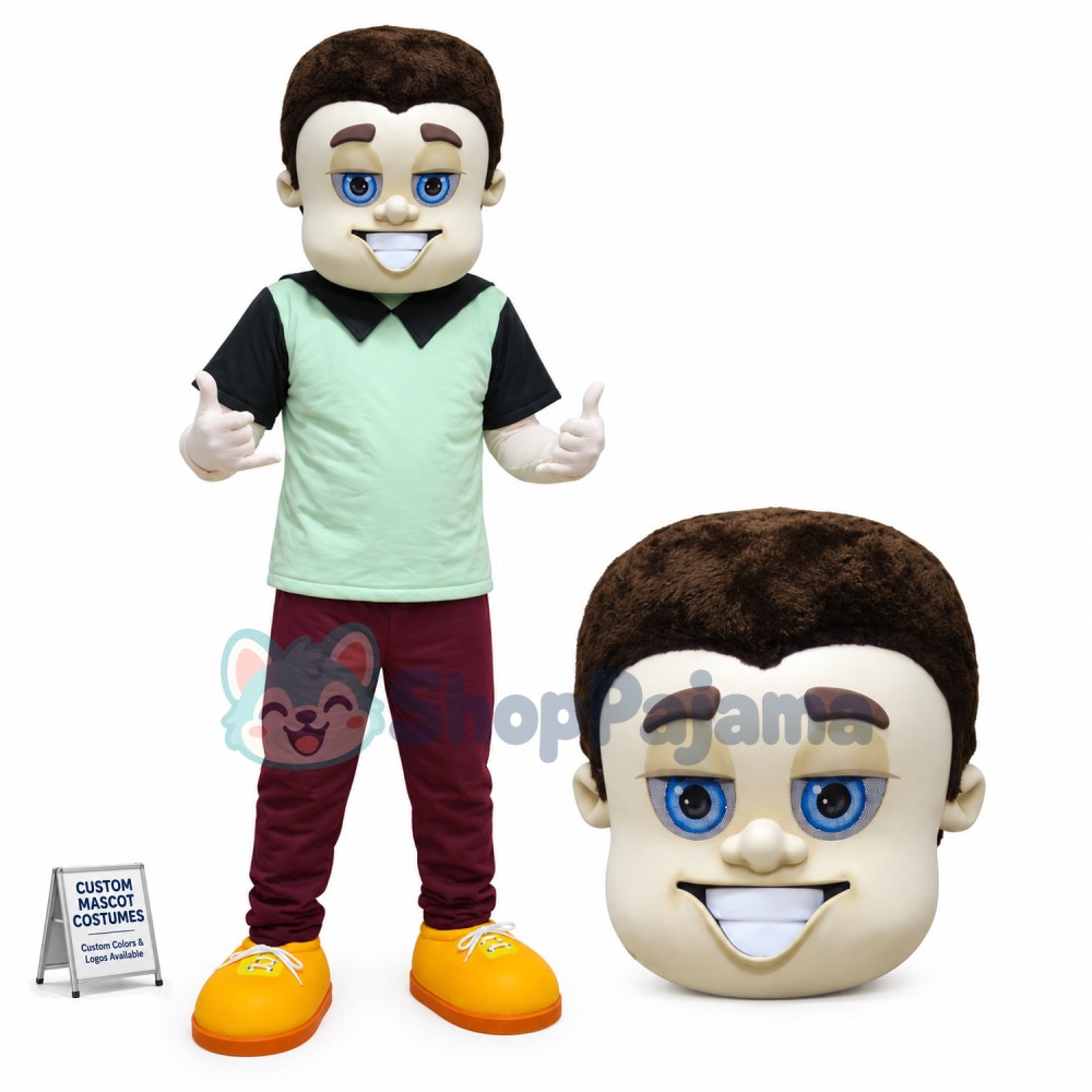 The Smiling Blue-eyed Man Mascot Costume