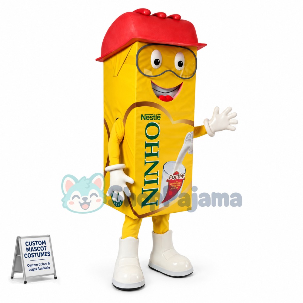 Yellow Packed of Protein Powder Mascot Costume