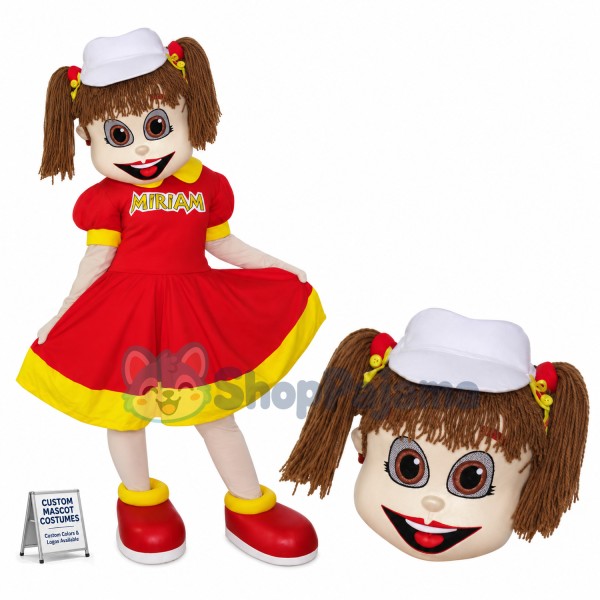 Campus Girl Singer In Red Bud Dress Mascot Costume