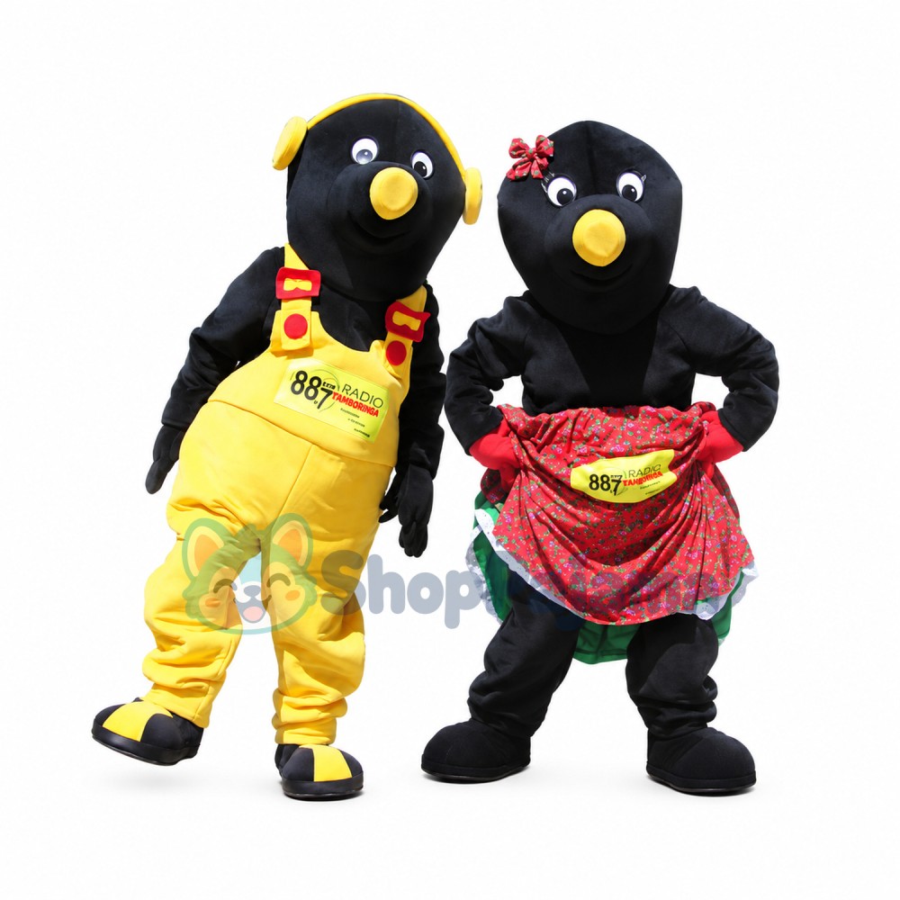 Black Penguin Partner On Radio Show Mascot Costume