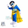 Superhero In Blue Blindfold Mascot Costume