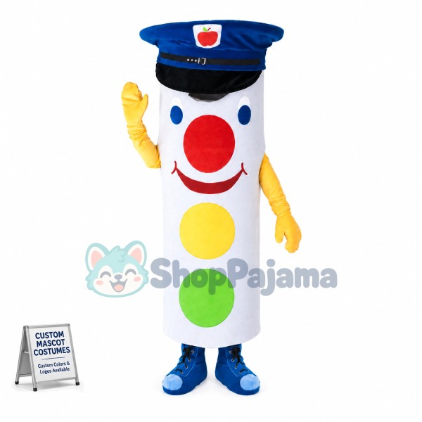 Cartoon Traffic Light Wearing Cap Mascot Costume