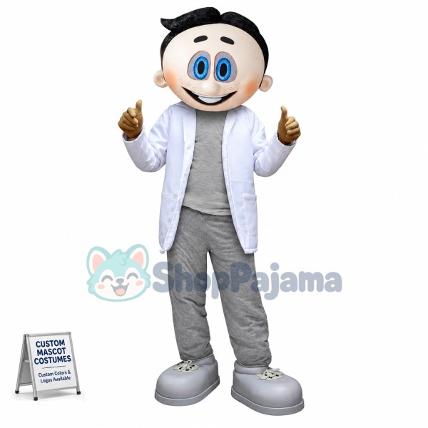 Blue Eyed Man With Smile Face Mascot Costume