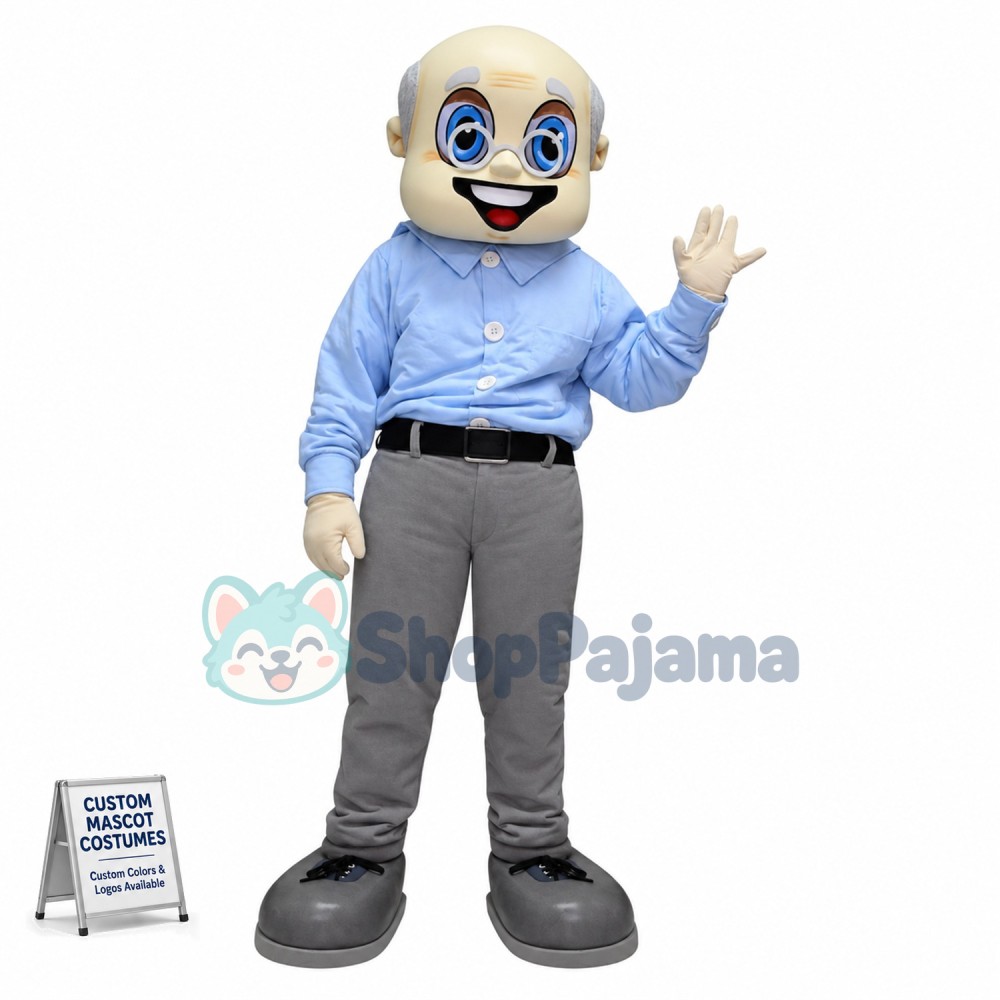 Elderly Couple Wearing Formal Suit Mascot Costume