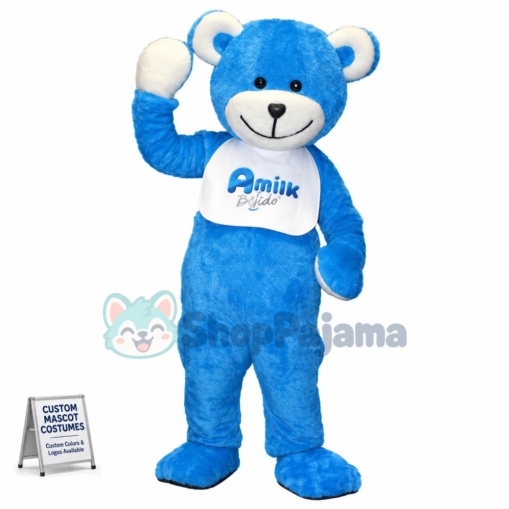 Almond Milk Blue Bear Mascot Costume