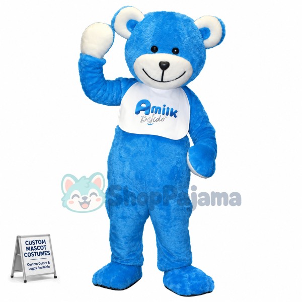 Almond Milk Blue Bear Mascot Costume