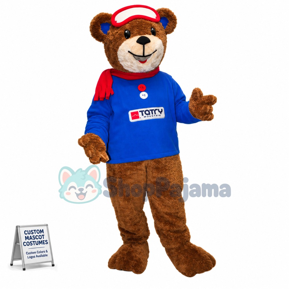 Teddy Bear In The Button Shirt Mascot Costume