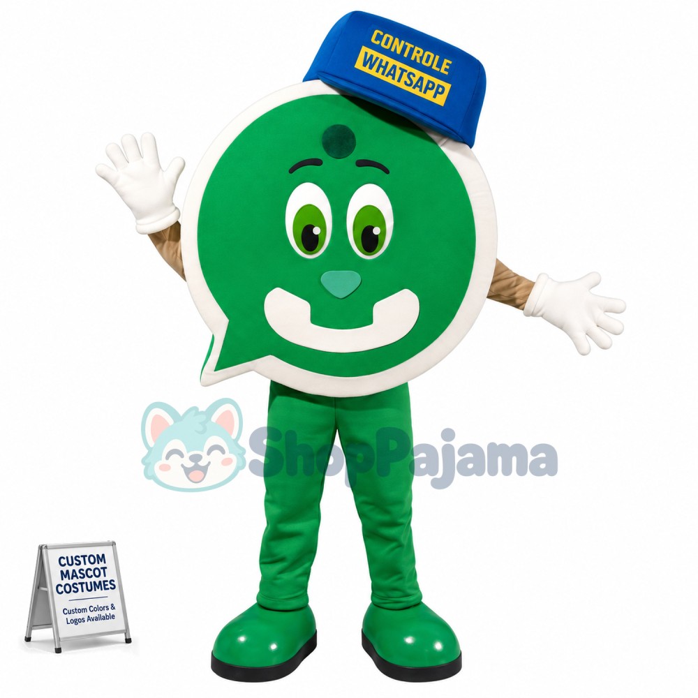 Green Logo of Communication Software Mascot Costume