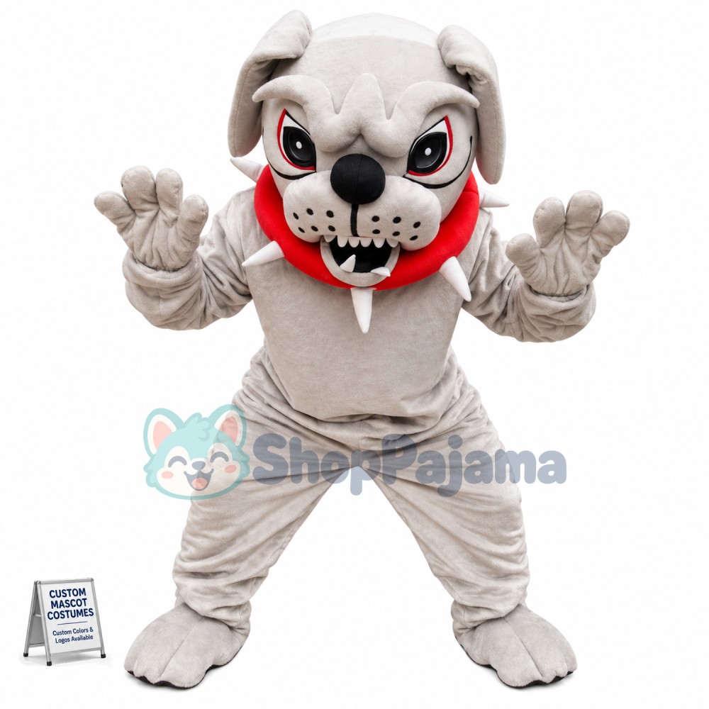 Vicious Dog Wearing Restraint Collar Mascot Costume
