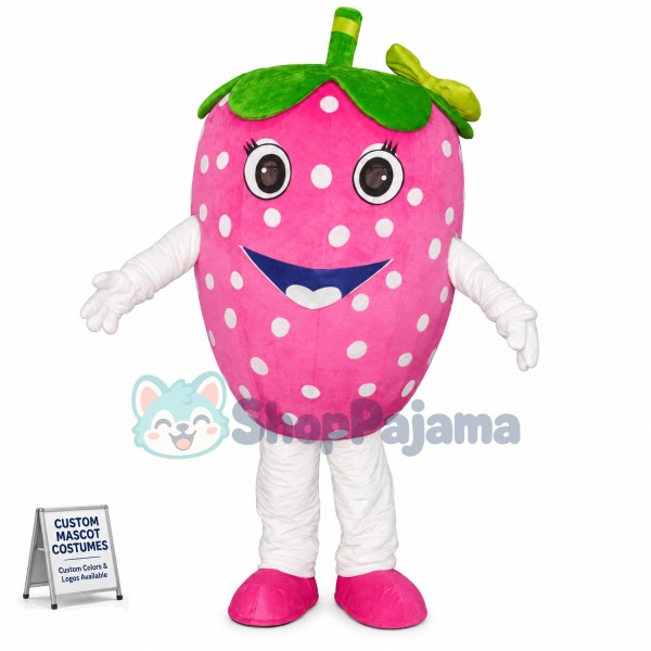 Crossbred Pink Strawberry Cartoon Mascot Costume