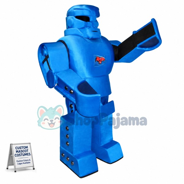 Blue Robot With Shovel Arms Mascot Costume