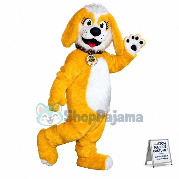 Walking Version of Yellow Pet Dog Mascot Costume