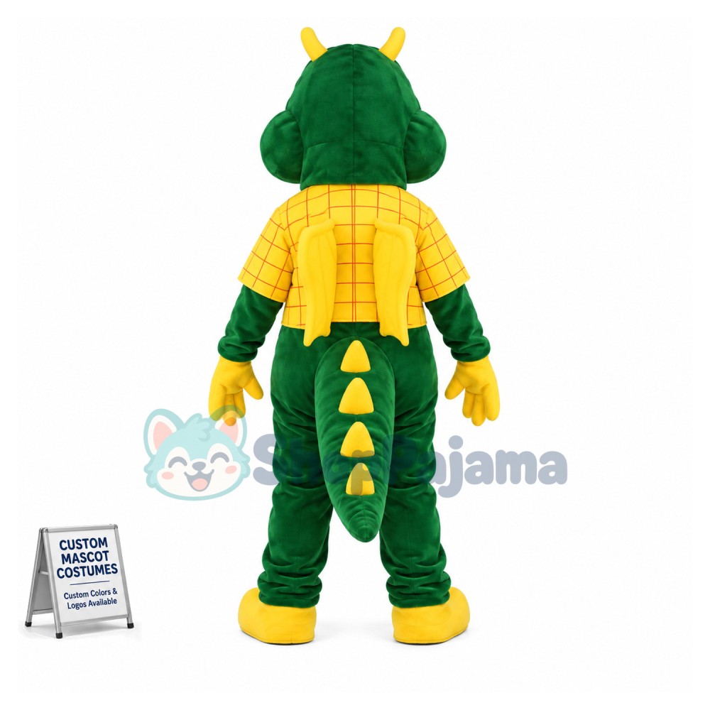 Green Dragon Mascot Adult Costume 
