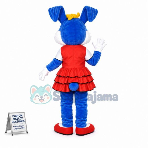 Lovely Dance Girl Blue Bunny Mascot Adult Costume 