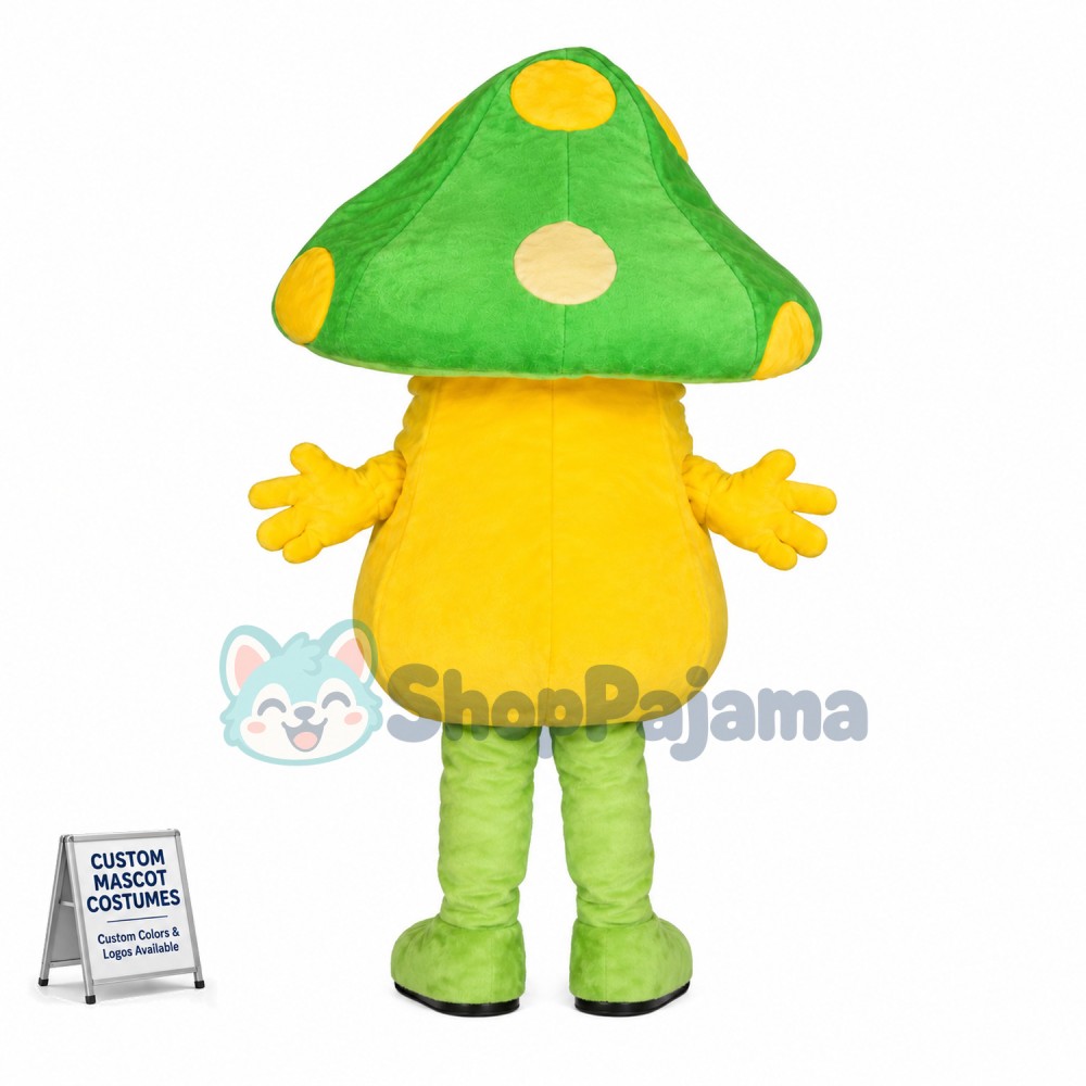 Adult Cartoon Green Mushroom Mascot Costume 