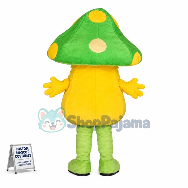 Adult Cartoon Green Mushroom Mascot Costume 